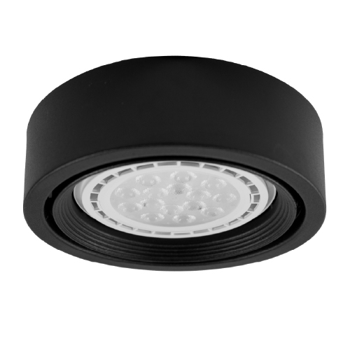 Semi embutido redondo AR111 1luz negro texturado 16x5cm